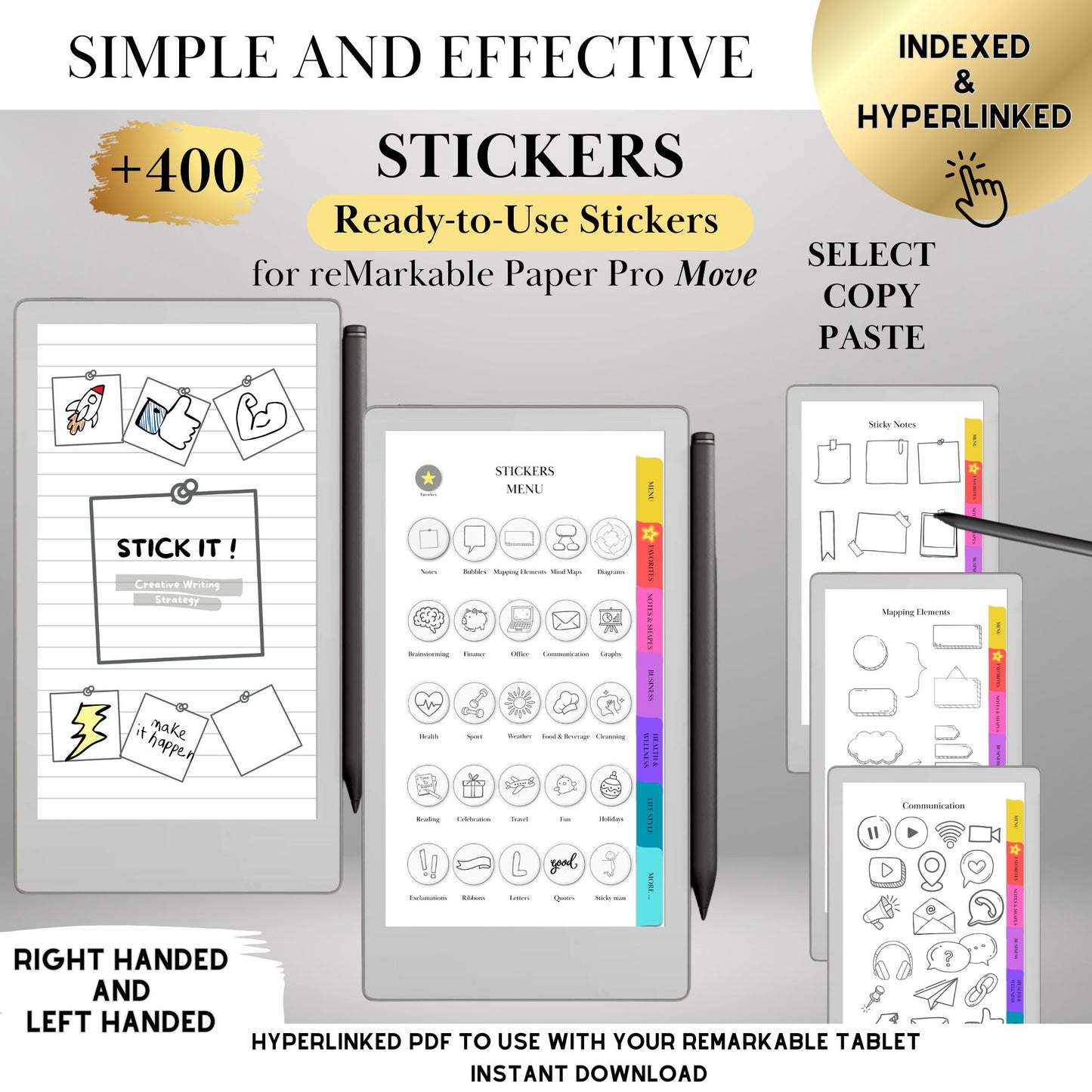 Ready-to-Use Stickers for reMarkable Paper Pro Move Copy Paste Stickers, Notes, Shapes and Mind Maps reMarkable Move Templates