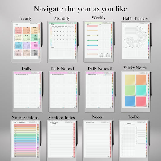 2026 Daily Journal Planner for reMarkable: Hyperlinked Digital Notebook (PDF Download