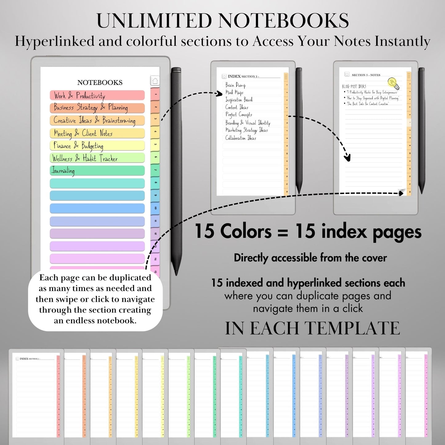 Starter Kit for reMarkable Paper Pro Move Templates Bundle with Calendar, Infinite Notebook, Ready-to-use Stickers & Sticky Notes and Covers