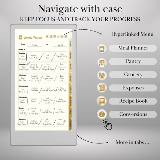 reMarkable Paper Pro Move — Meal Planner, grocery & recipe book