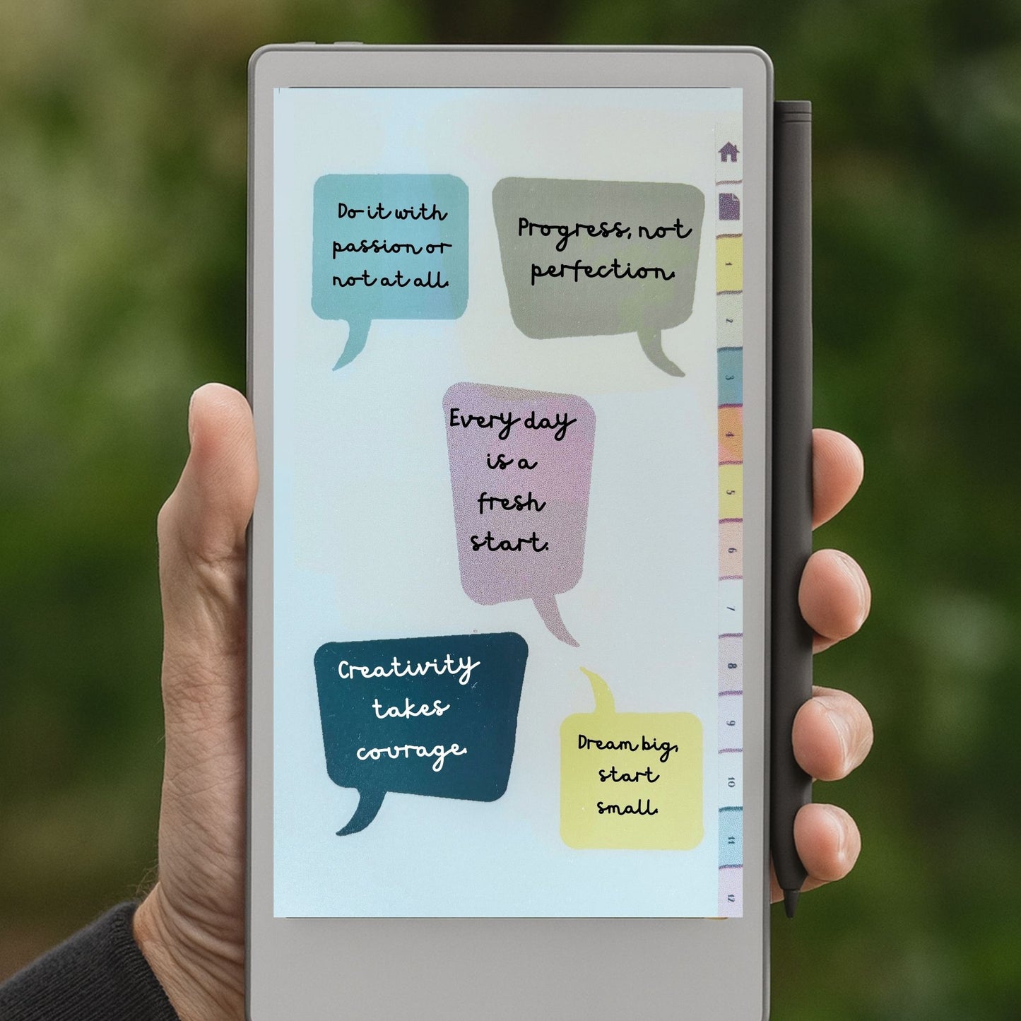 Ready-to-use Sticky Notes Bundle for reMarkable Paper Pro Move: 108 Colored Stickers Templates, 12-Section Hyperlinked Notebook