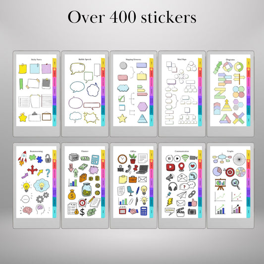 reMarkable Paper Pro Move — Color Sticker Pack, shapes & mind maps