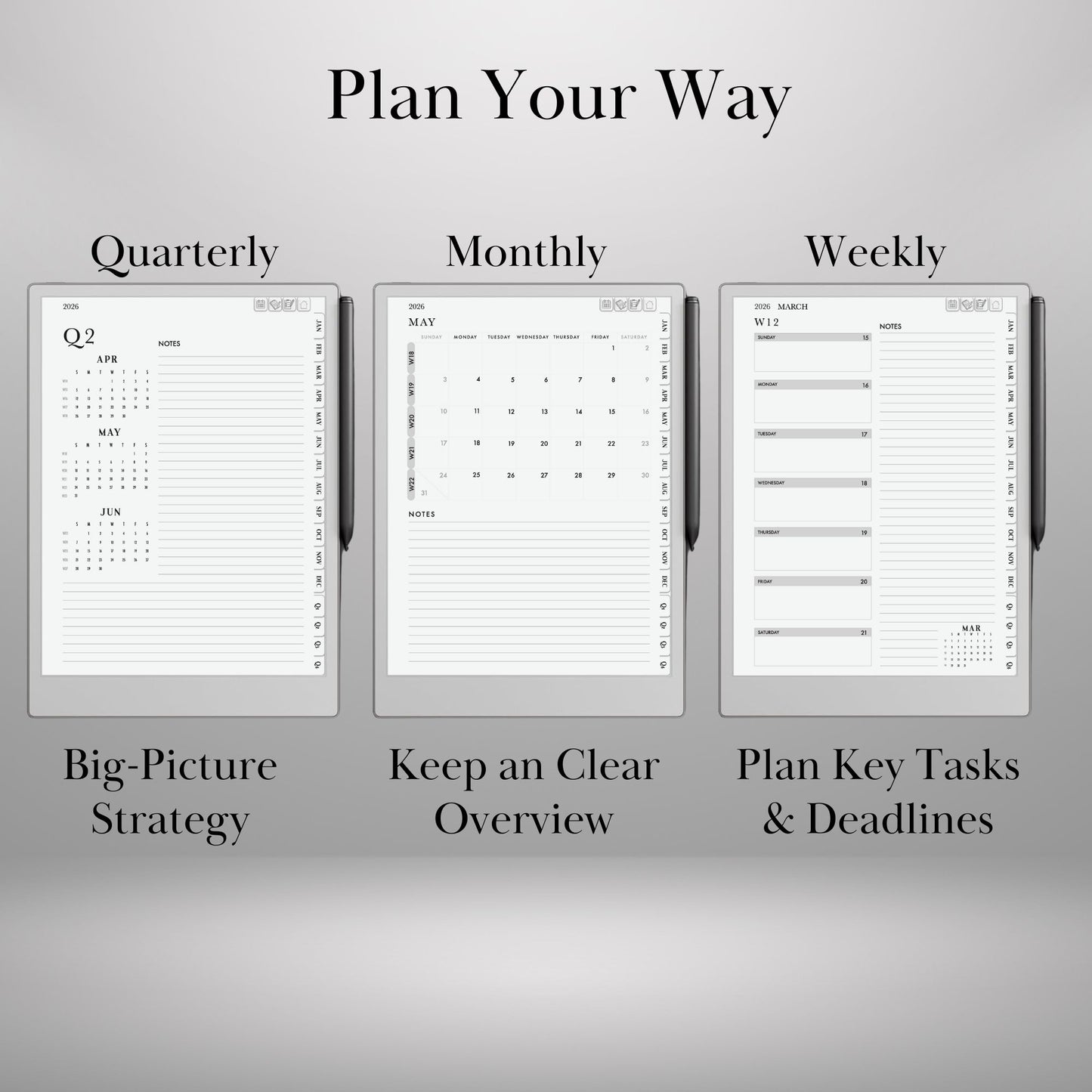 2026 Daily Planner for reMarkable 2 & Pro: Hyperlinked Digital Notebook (Digital Download))