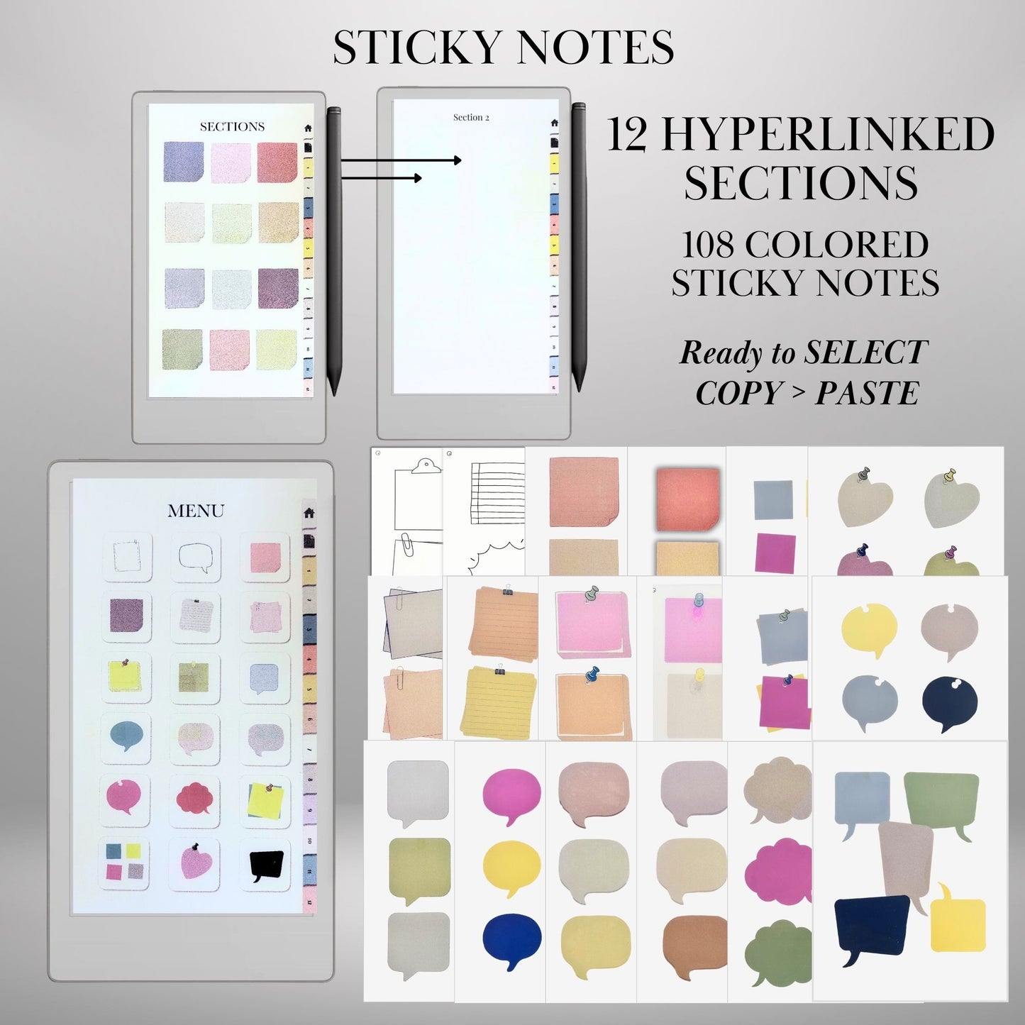 Starter Kit for reMarkable Paper Pro Move Templates Bundle with Calendar, Infinite Notebook, Ready-to-use Stickers & Sticky Notes and Covers