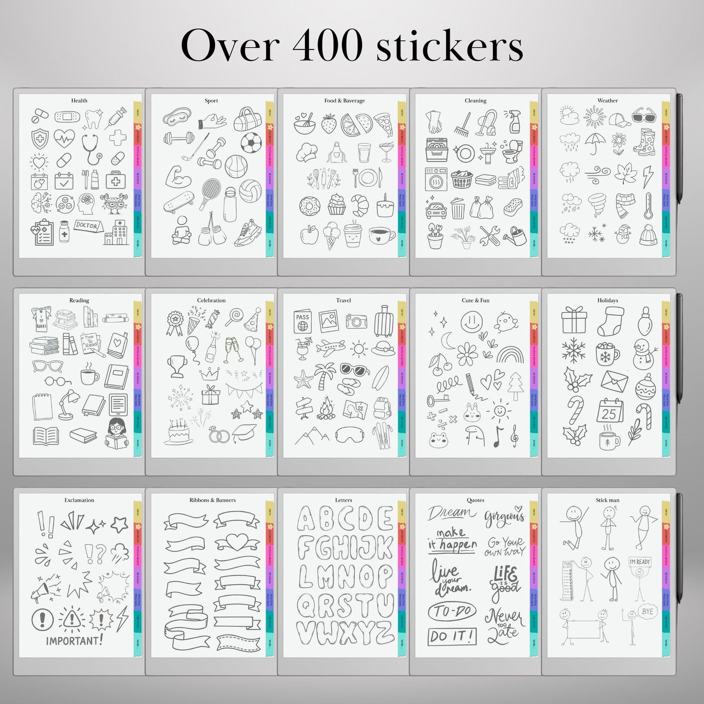Ready-to-Use Stickers for reMarkable Paper Pro and reMarkable 2 Copy Paste Stickers, Notes, Shapes and Mind Maps reMarkable Templates Eink