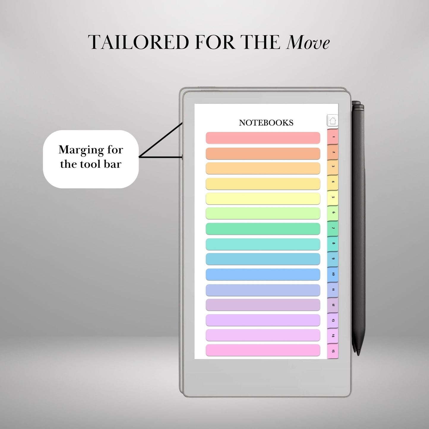 Infinite Notebooks for reMarkable Paper Pro Move Hyperlinked PDF Template Colored Notebooks templates Digital Notebooks eInk
