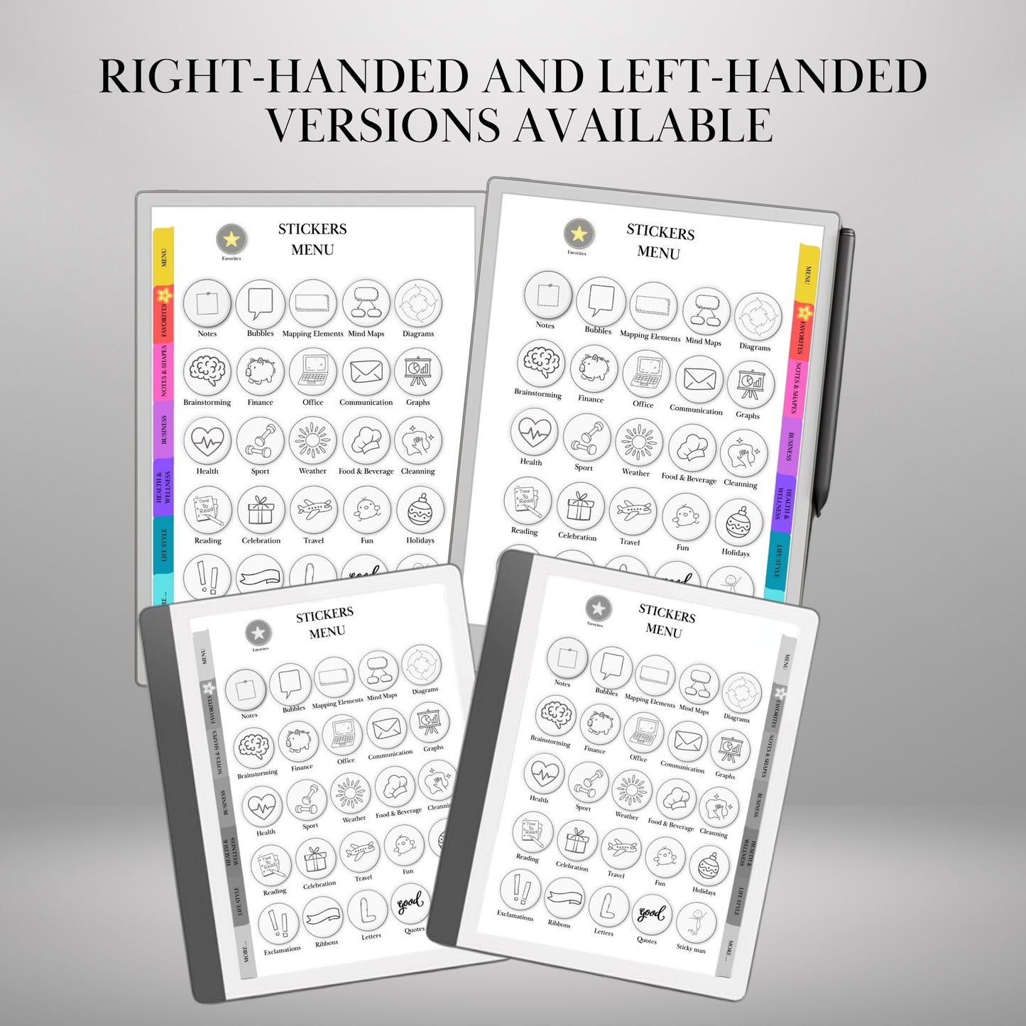 Ready-to-Use Stickers for reMarkable Paper Pro and reMarkable 2 Copy Paste Stickers, Notes, Shapes and Mind Maps reMarkable Templates Eink