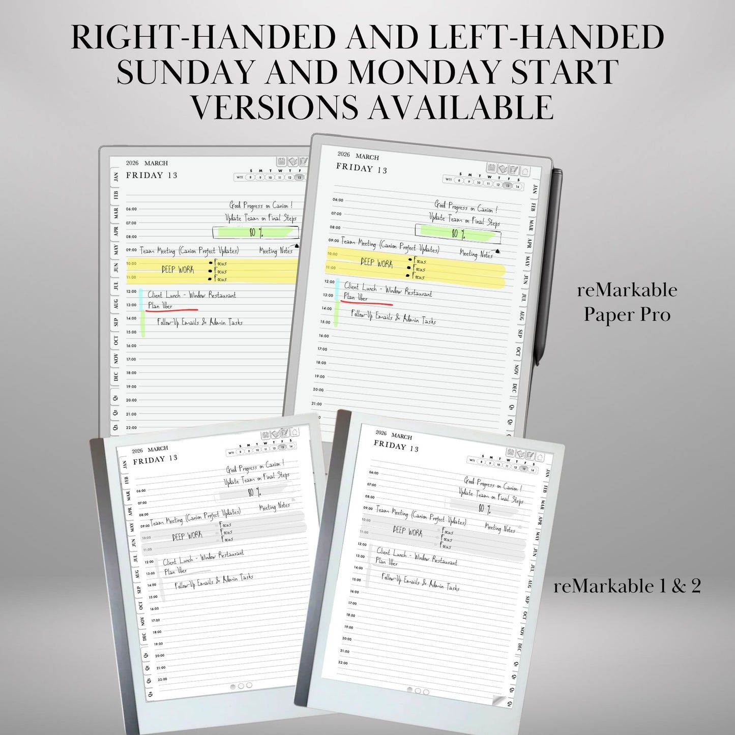 2026 Daily Planner for reMarkable 2 & Pro: Hyperlinked Digital Notebook (Digital Download))