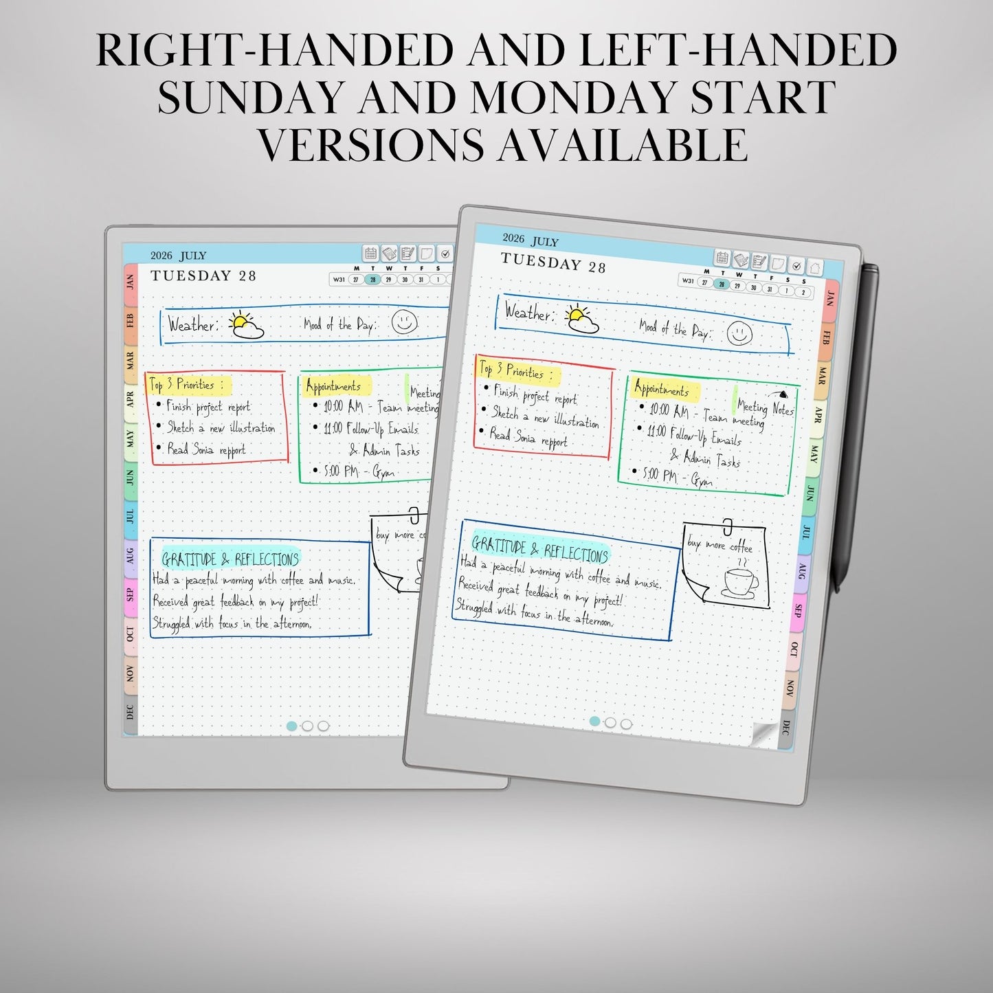2026 Daily Journal Planner for reMarkable: Hyperlinked Digital Notebook (PDF Download