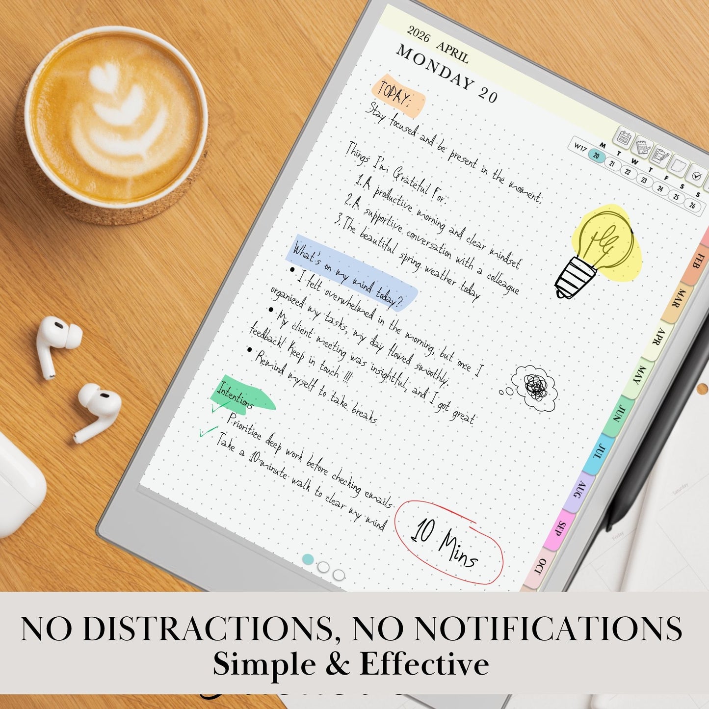 2026 Daily Journal Planner for reMarkable: Hyperlinked Digital Notebook (PDF Download