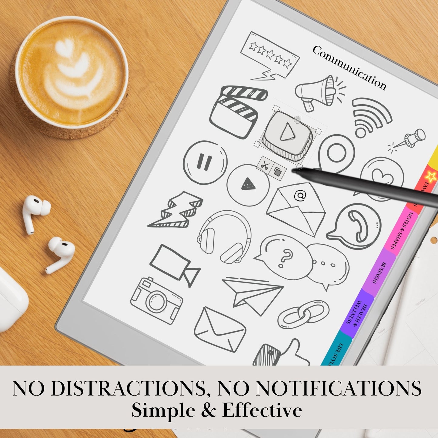 Ready-to-Use Stickers for reMarkable Paper Pro and reMarkable 2 Copy Paste Stickers, Notes, Shapes and Mind Maps reMarkable Templates Eink