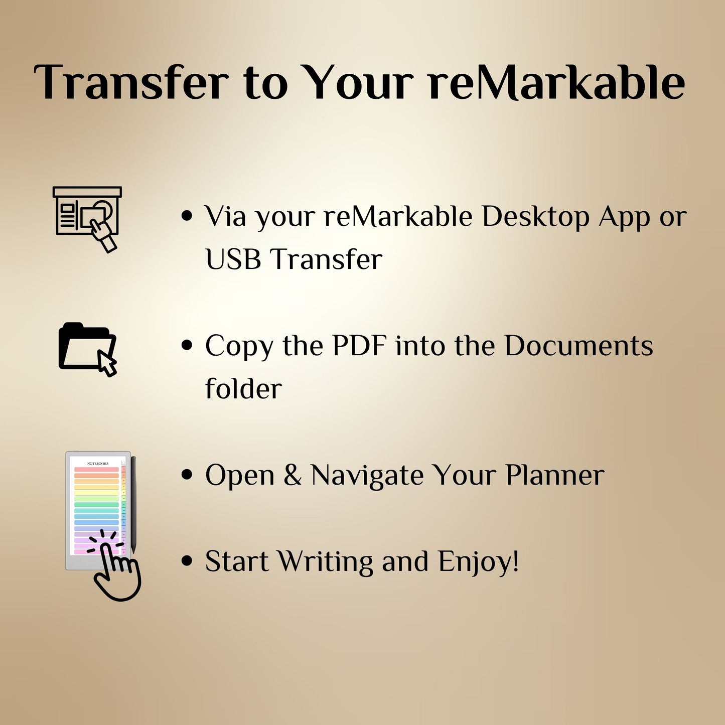 Ready-to-use Sticky Notes Bundle for reMarkable Paper Pro Move: 108 Colored Stickers Templates, 12-Section Hyperlinked Notebook