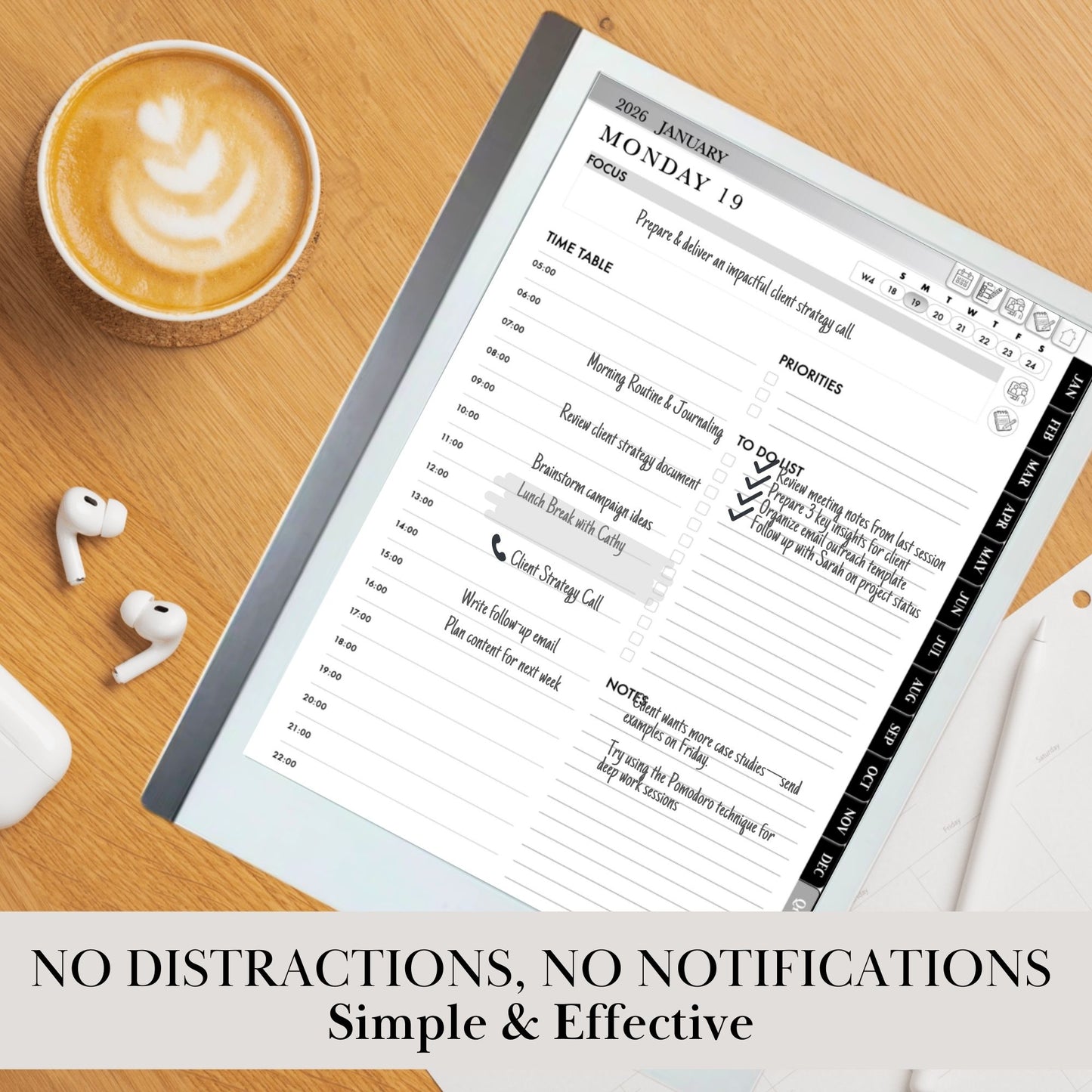 2026 Digital Planner for reMarkable 2 & Paper Pro: Hyperlinked Productivity Notebook (PDF Download)