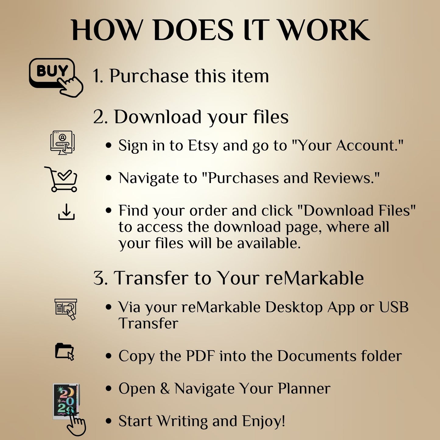 2026 Daily Journal Planner for reMarkable: Hyperlinked Digital Notebook (PDF Download