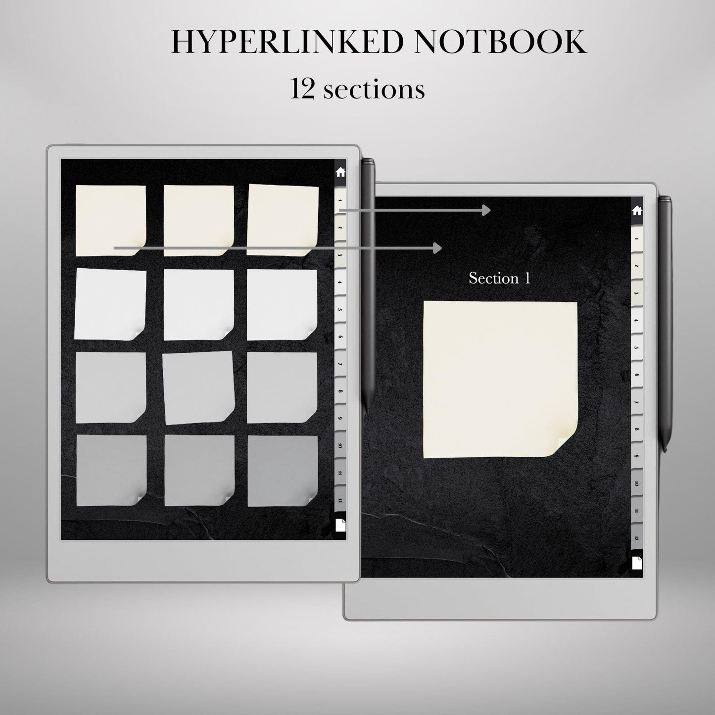 Sticky Notes Bundle for Remarkable 2 Hyperlinked Notebook with 80 Templates & 12 Sections Remarkable Templates Notes E-Ink Tablet templates