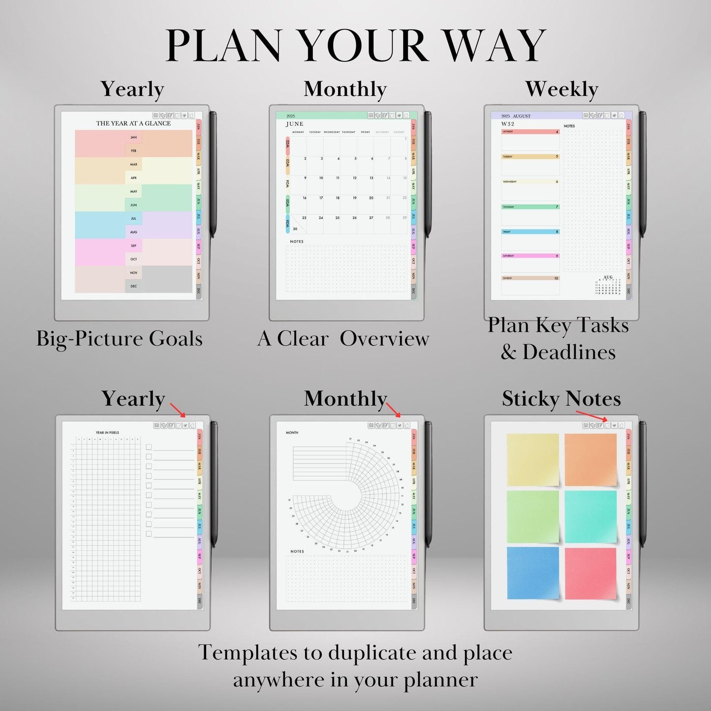 Daily Journal Planner 2025 for reMarkable Paper pro Journaling Hyperlinked Notebook reMarkable Templates Digital Planner reMrakable Calendar