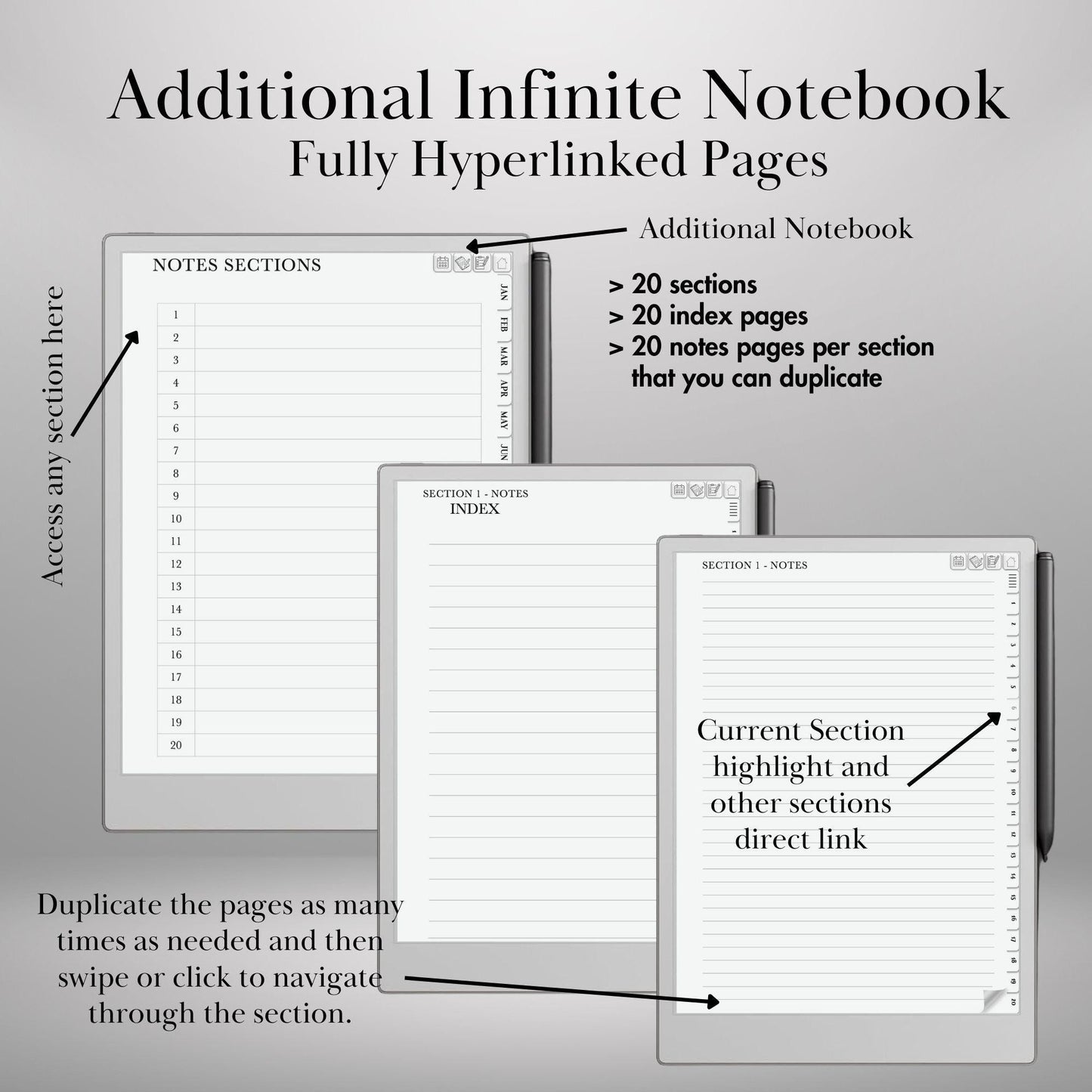 Daily Planner 2025 for Remakable Paper pro and reMarkable 2 Hourly Planner Template Hyperlinked Notebook reMarkable 2 Template Organizer