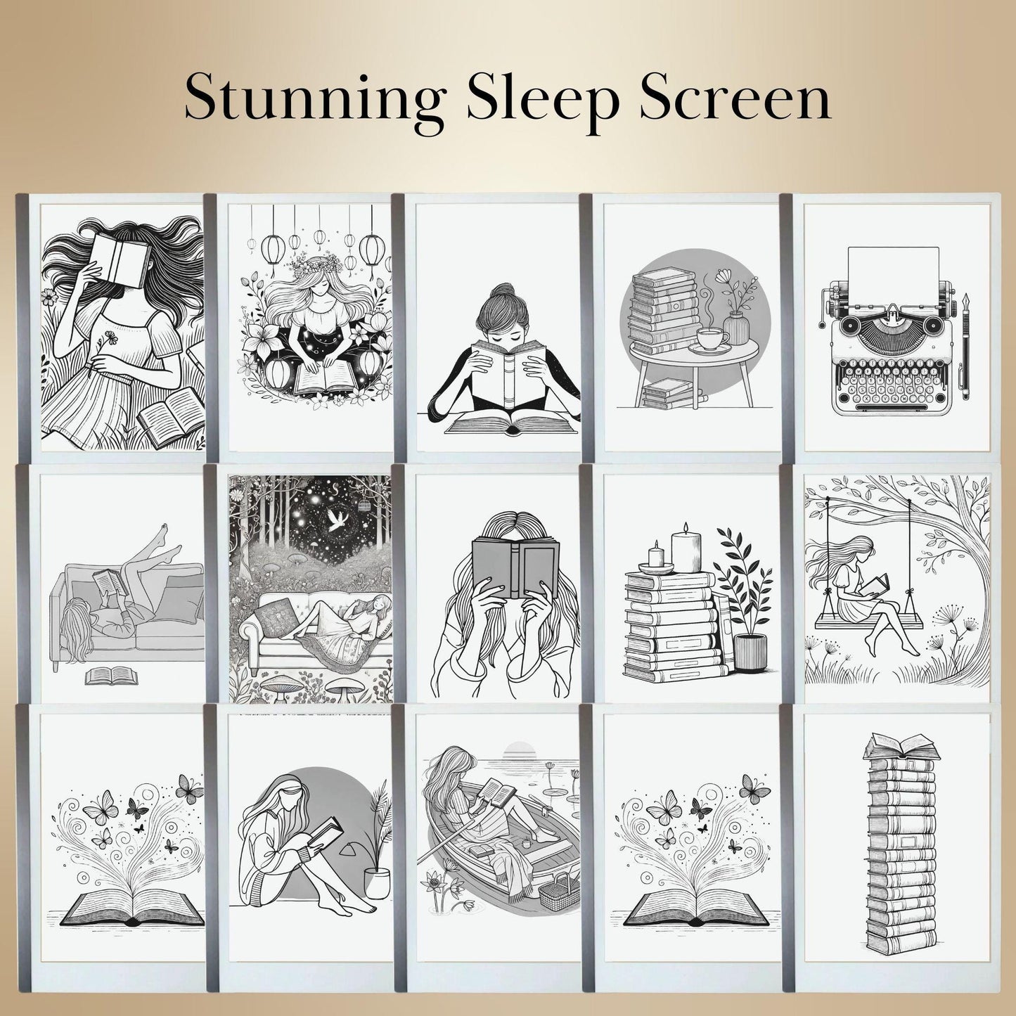 Bookish Sleep Screen Bundle for reMarkable 2| Remarkable2 Template | Reading Theme Cover | Digital Sleep Screen | Bundle for reMarkable 2