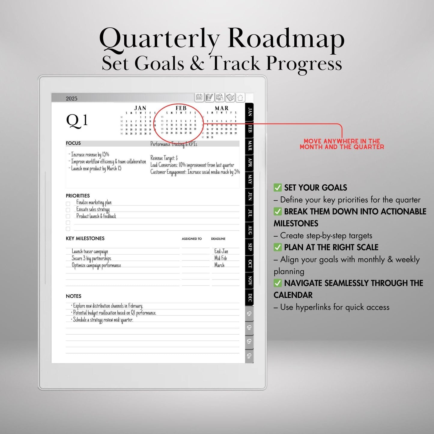 Supernote Planner 2025 | Hyperlinked Daily, Weekly & Monthly PDF | Productivity Calendar for Supernote A5X and A6X | Supernote Templates