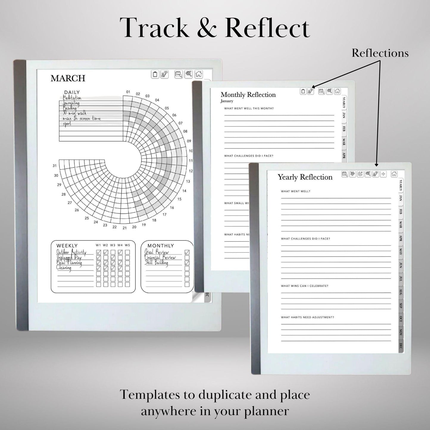 Habit Tracker for reMarkable 2 Self Care Tracker Hyperlinked PDF Template Minimalist Goal Tracker Templates Productivity Template e-ink