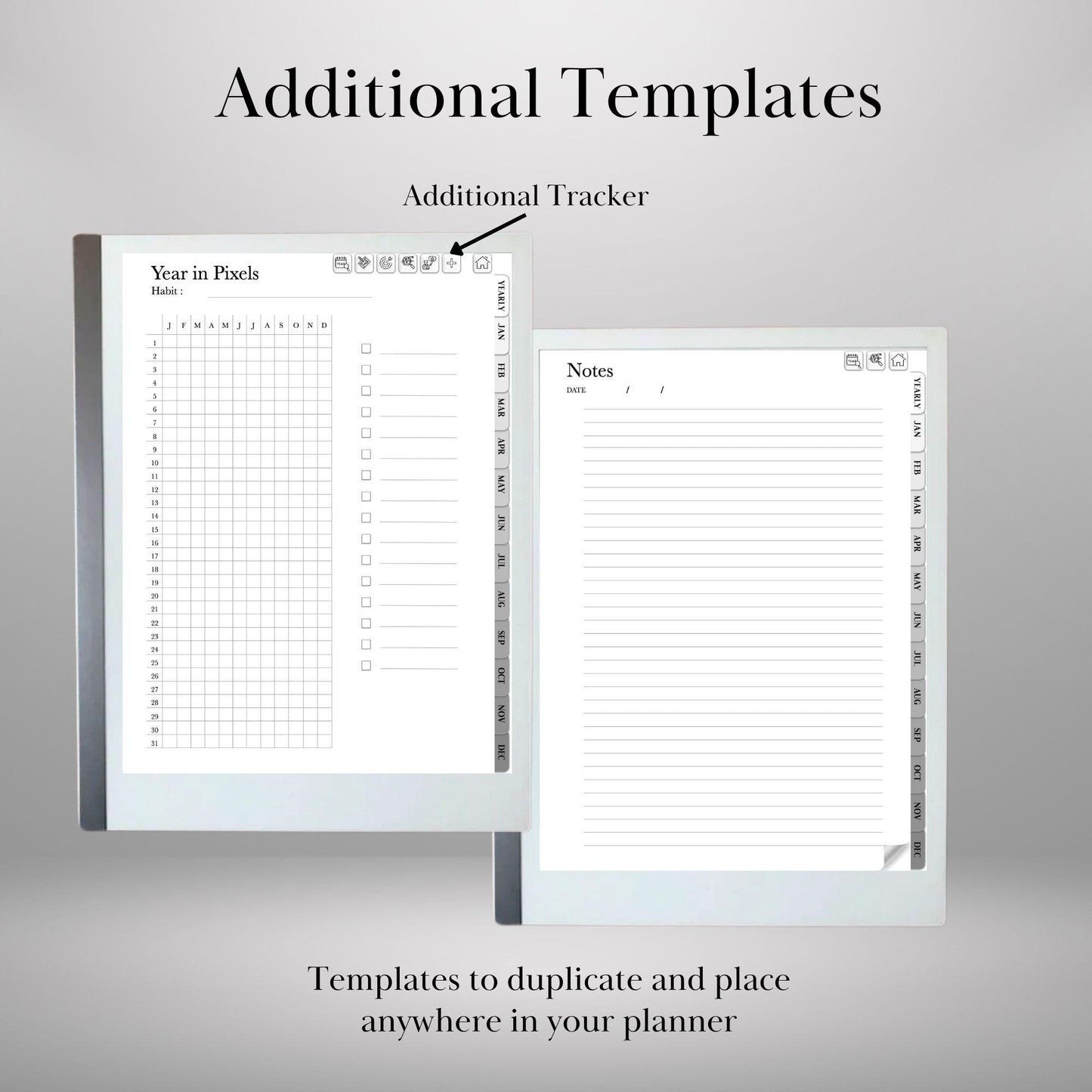 Habit Tracker for reMarkable 2 Self Care Tracker Hyperlinked PDF Template Minimalist Goal Tracker Templates Productivity Template e-ink