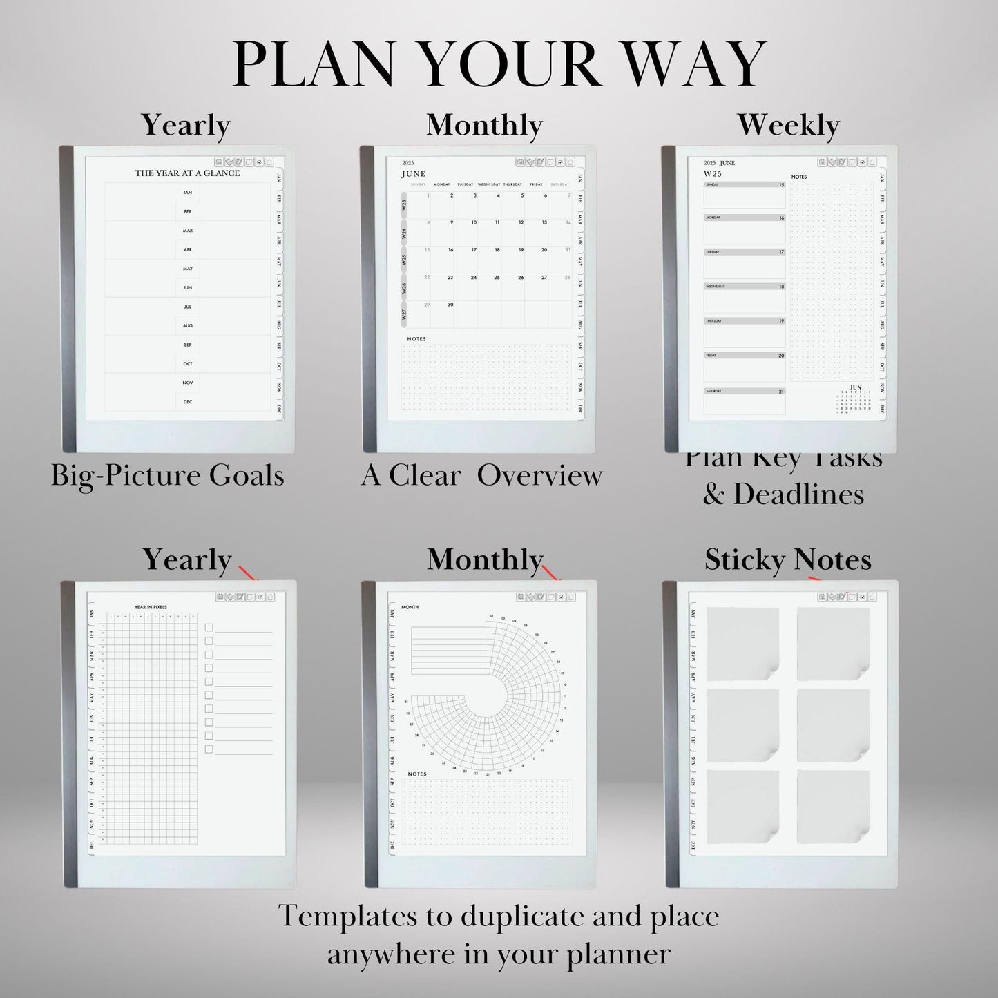 Daily Planner 2025 for reMarkable 2 Templates Remakable Paper pro Journaling Hyperlinked Notebook Digital Planner reMarkable2 journal