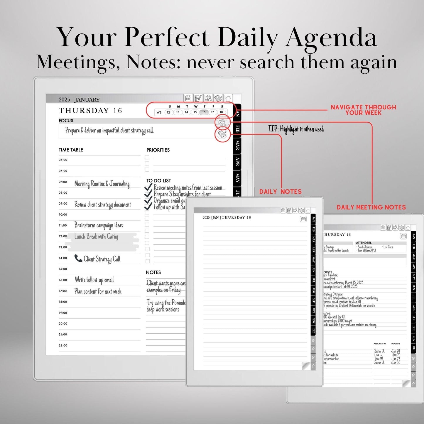 Supernote Planner 2025 | Hyperlinked Daily, Weekly & Monthly PDF | Productivity Calendar for Supernote A5X and A6X | Supernote Templates