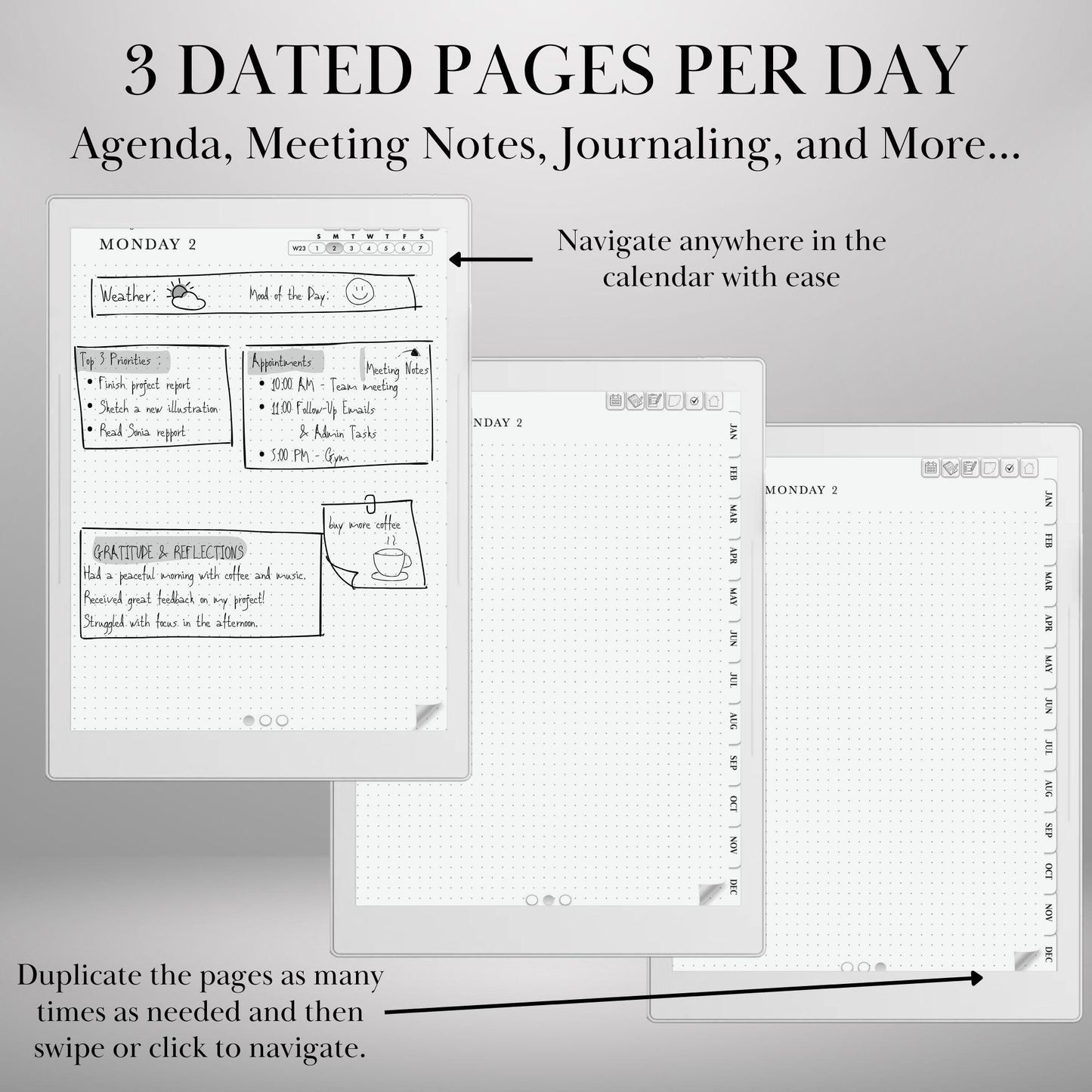 Supernote Template 2025 Daily Journal Planner | Hyperlinked Digital Planner Supernote A5X & A6X | Habit Tracker, To-Do, Notes | PDF Download
