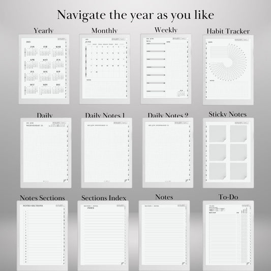 Supernote Template 2025 Daily Journal Planner | Hyperlinked Digital Planner Supernote A5X & A6X | Habit Tracker, To-Do, Notes | PDF Download