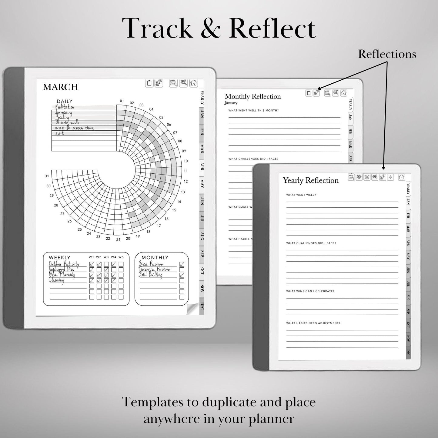 Kindle Scribe Habit Tracker Template Hyperlinked PDF | Kindle Scribe Planner Productivity Template | Minimalist Goal Tracker Templates