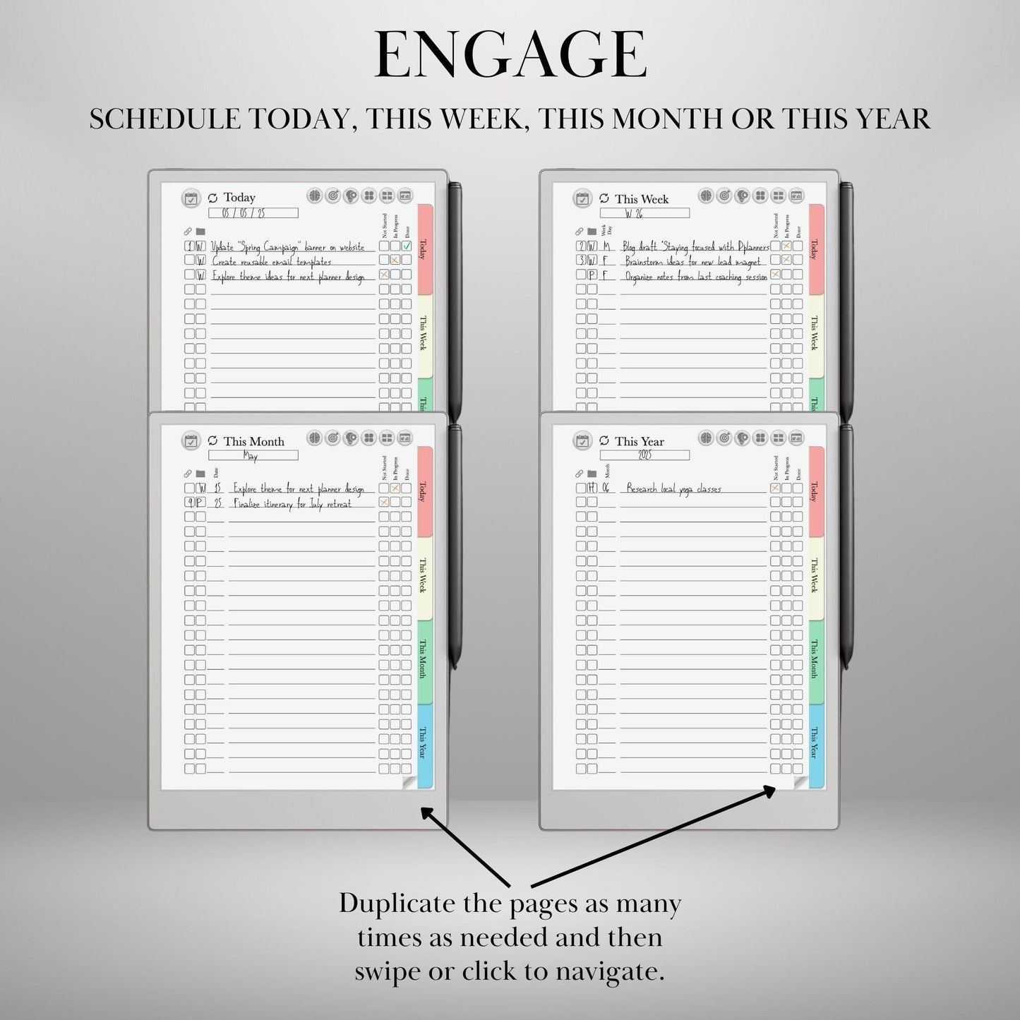 To Do Tracker GTD Planner for reMarkable Paper pro and Remarkable 2 Task Tracker Template Productivity Planner Brain Dump Project Tracker