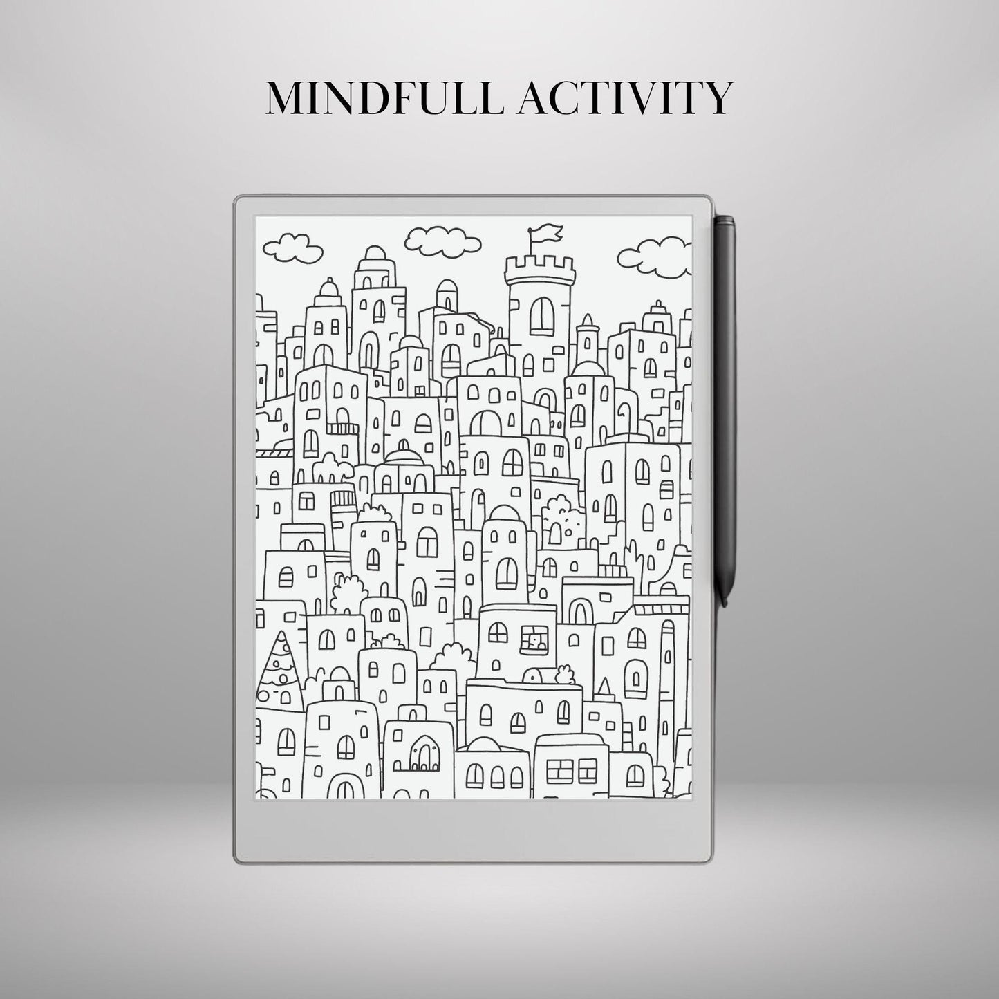 Coloring & Tracing Book for reMarkable Paper Pro Templates City Adult Coloring Hyperlinked eInk Art Therapy reMarkable 2 Mindful activity