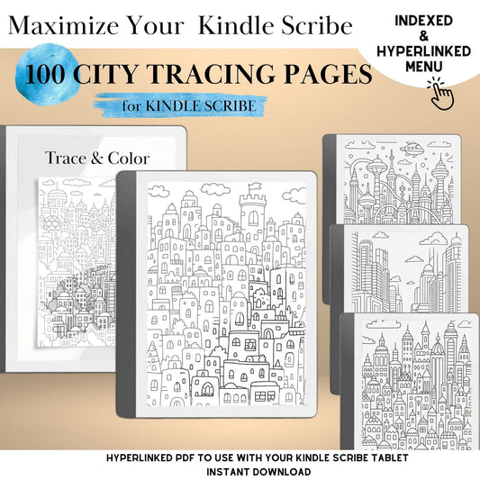 Kindle Scribe Templates Tracing and Coloring Book Adult Mindful activity for Kindle Scribe Insert Hyperlinked Templates eInk Art Therapy
