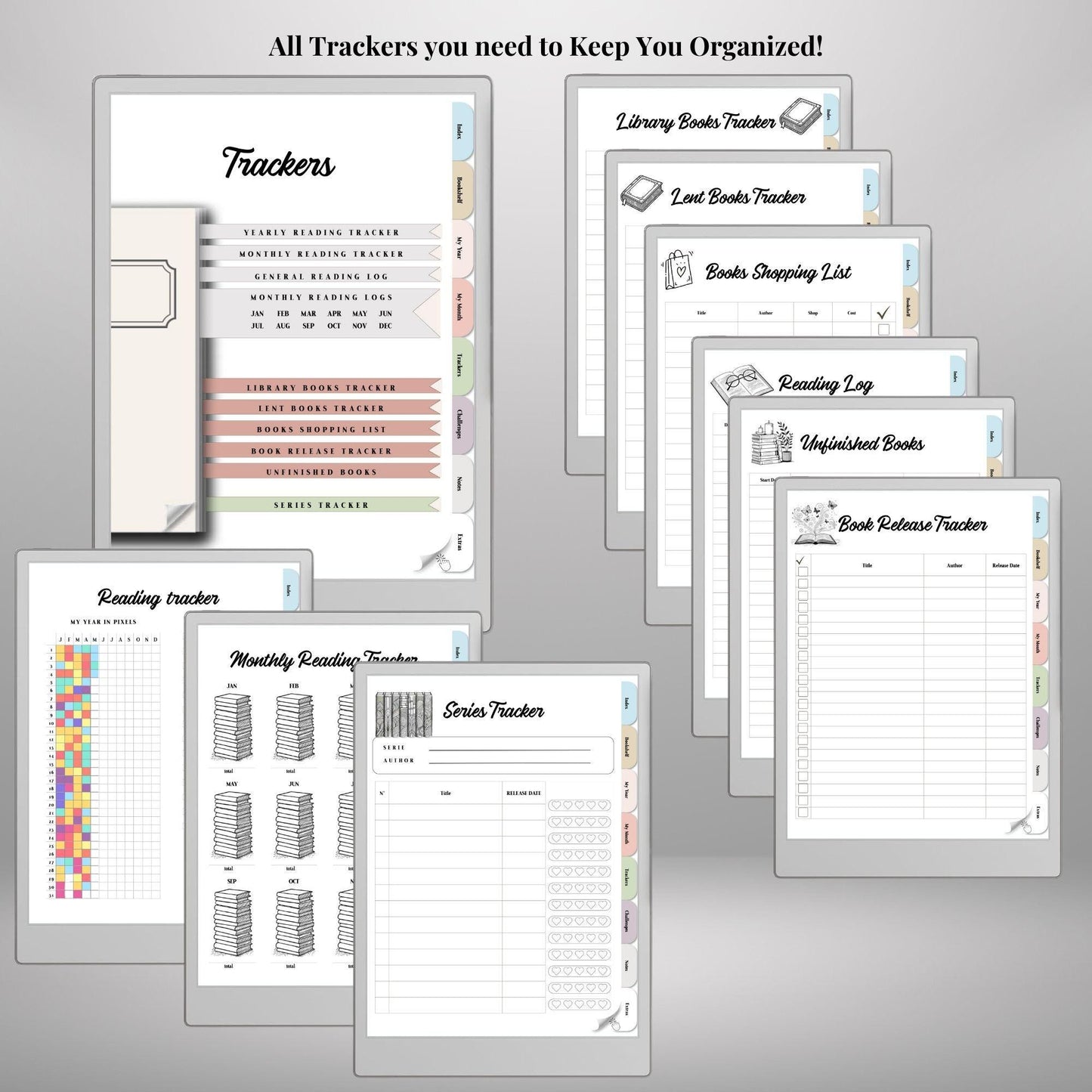 Reading Journal for reMarkable Paper Pro and Remarkable 2 Hyperlinked Book Tracker Template e-Ink Reading Planner template TBR eBook Reviews