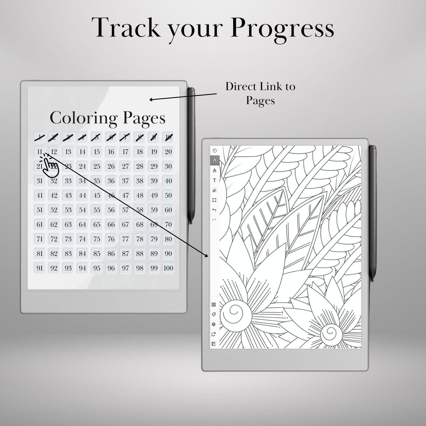 Mindful Coloring Book for reMarkable Paper Pro Templates Digital Adult Coloring Book Hyperlinked eInk Art Therapy reMarkable 2 Tracing Book