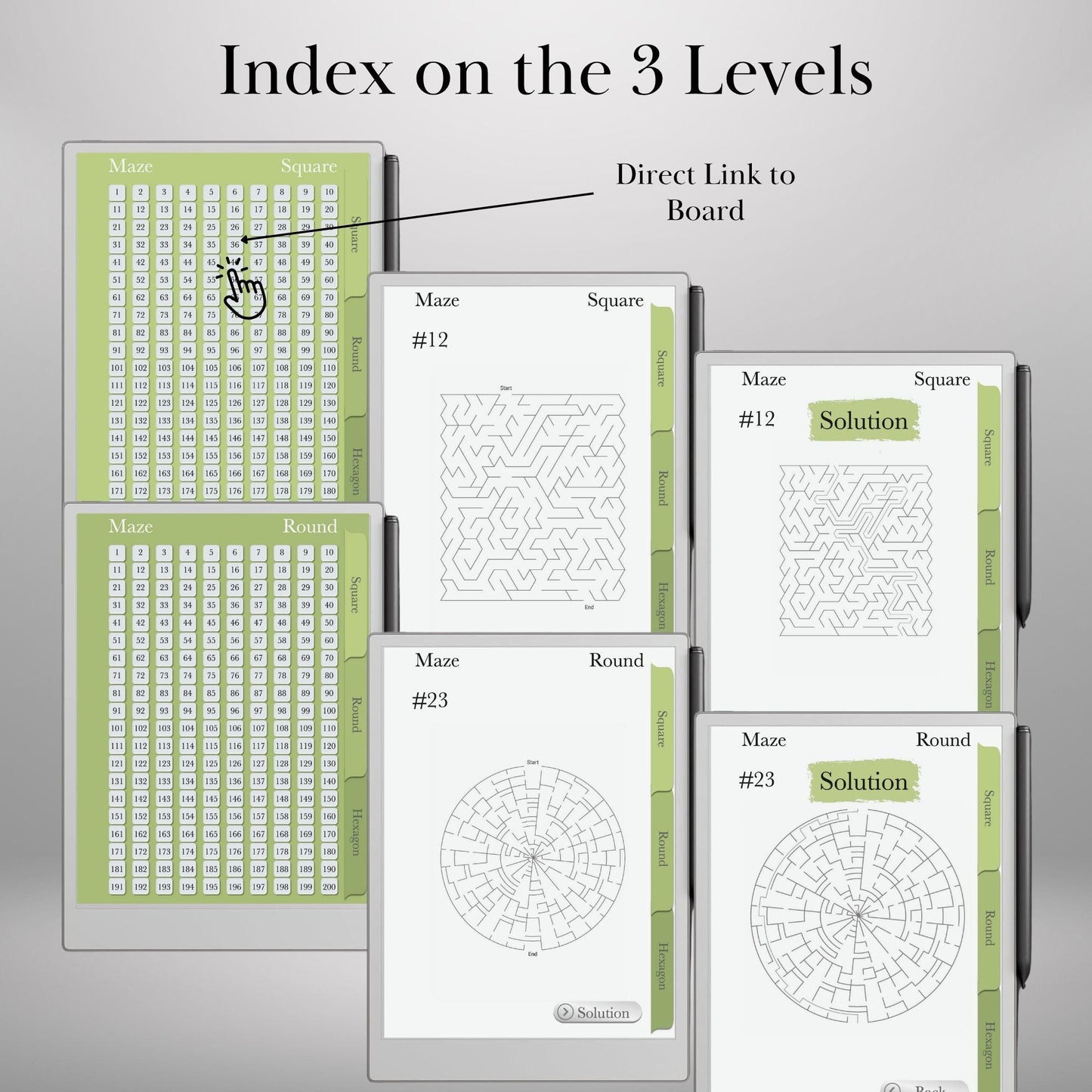 Maze Puzzle Book for reMarkable Paper Pro reMarkable Template Hyperlinked Mazes remarkable Brain Game reMarkable 2 eink hyperlinked template
