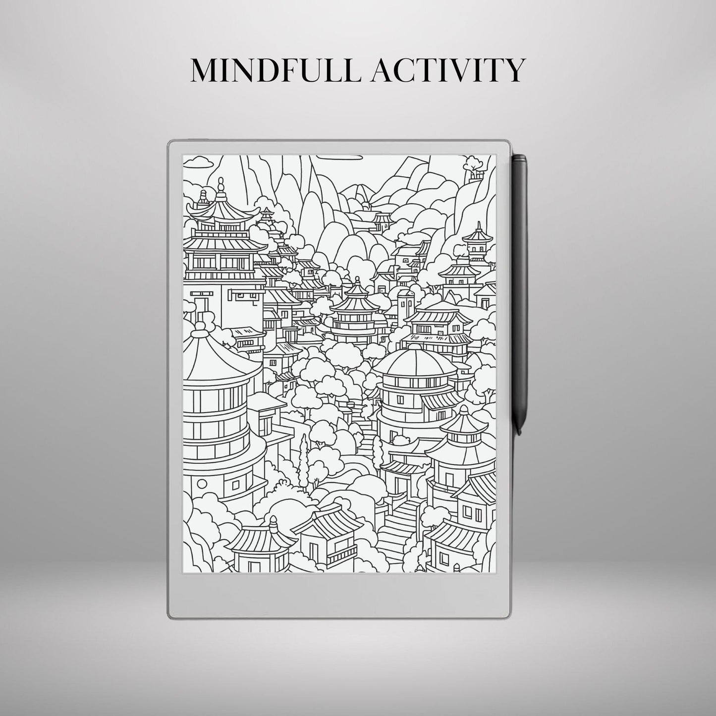Coloring & Tracing Book for reMarkable Paper Pro Templates City Adult Coloring Hyperlinked eInk Art Therapy reMarkable 2 Mindful activity