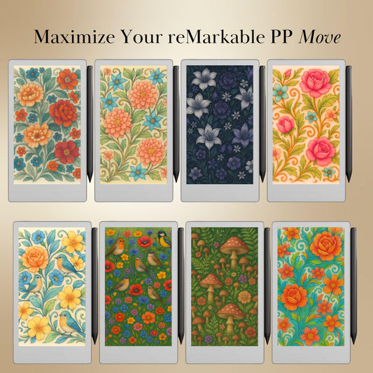 reMarkable Paper Pro Move — Floral Sleep Screens, bouquet theme