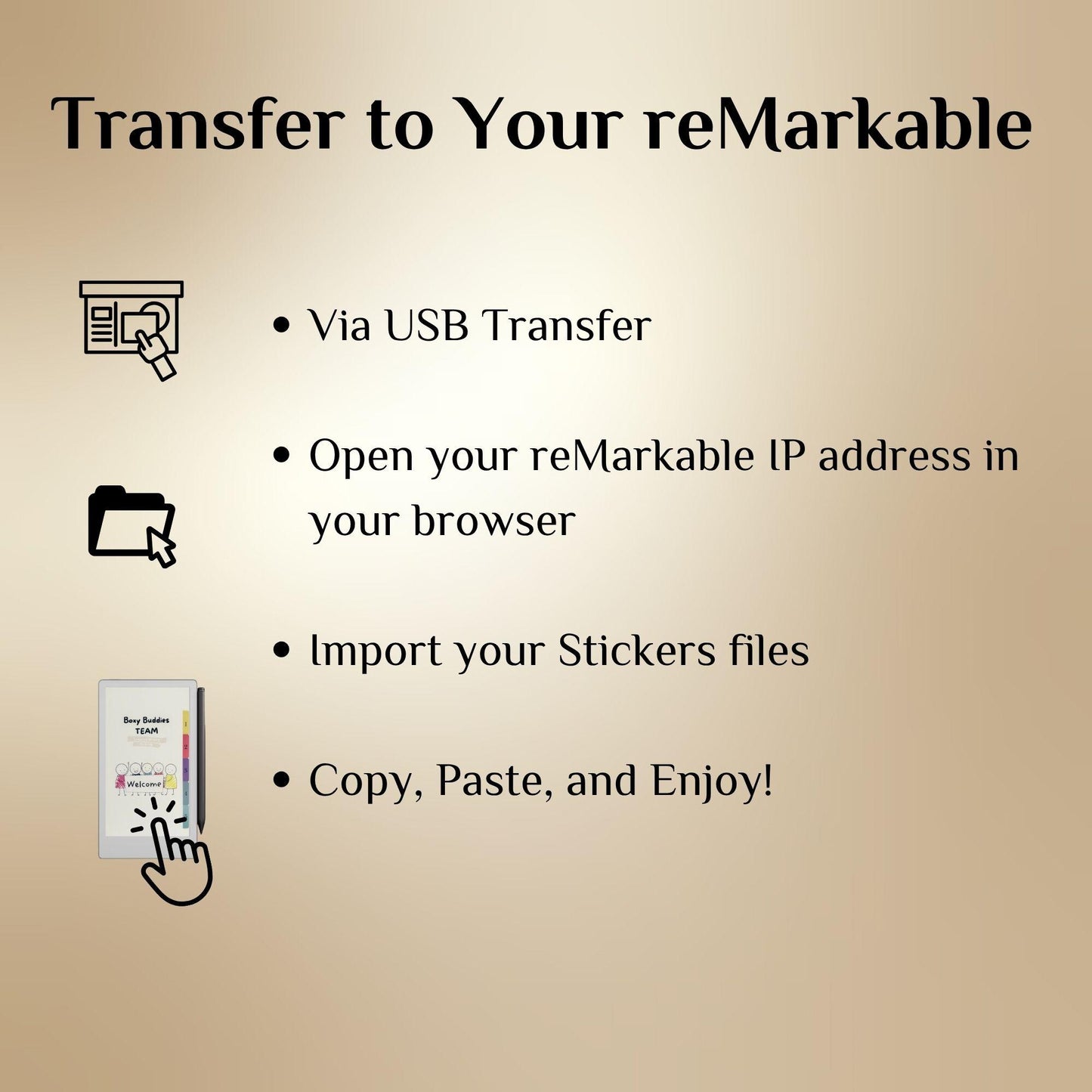 reMarkable Paper Pro Move — Boxy Buddies Sticker Pack, copy-paste