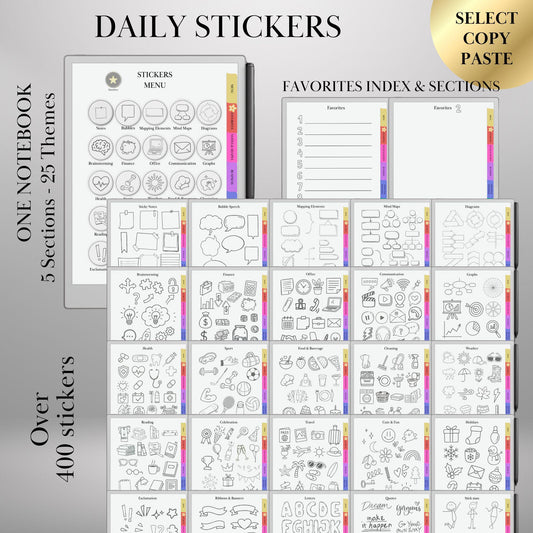 Ready-to-Use Stickers Bundle for reMarkable Paper Pro and reMarkable 2: Copy Paste Daily, Holiday, Boxy Buddies, Emojis & Sticky Notes