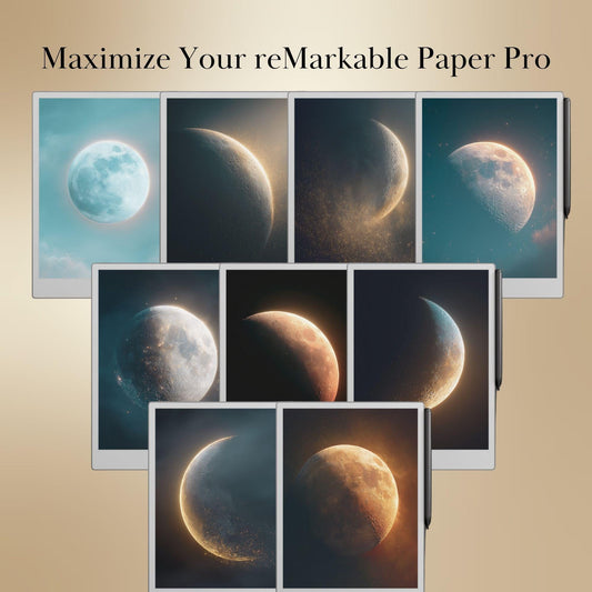 The Moon Light Sleep Screens Bundle for reMarkable Paper Pro and Remarkable 2: Celestial Designs Remarkable Templates (Digital Download)