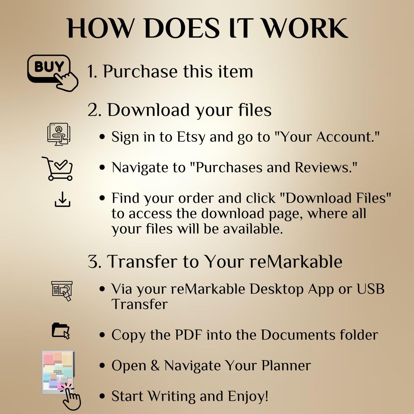 2026 Monthly Calendar for reMarkable Paper Pro Hyperlinked Minimalist Planner: Full-Page Monthly View + Year Overview