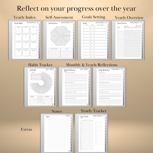reMarkable Paper Pure & 2 — Habit Tracker, Hyperlinked Goal Planner