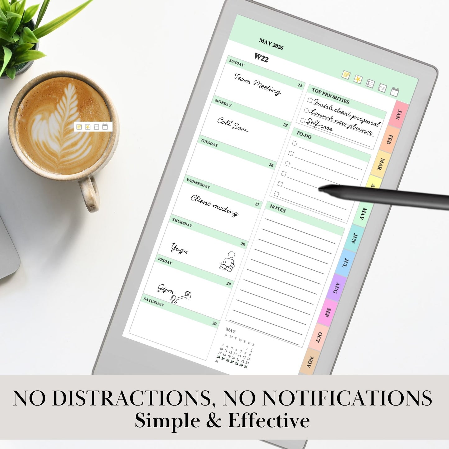 reMarkable Paper Pro Move — Daily Planner 2026-2027, dated calendar