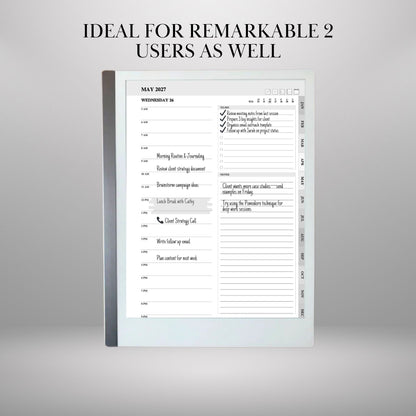 reMarkable Paper Pro — Daily Planner 2026-2027, dated calendar
