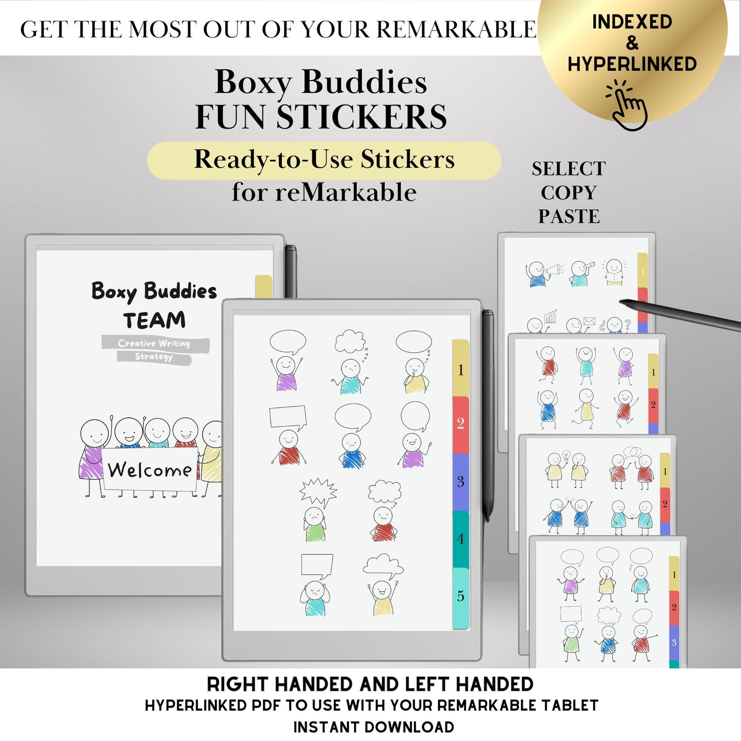 reMarkable Paper Pro & 2 — Boxy Buddies Sticker Pack, copy-paste