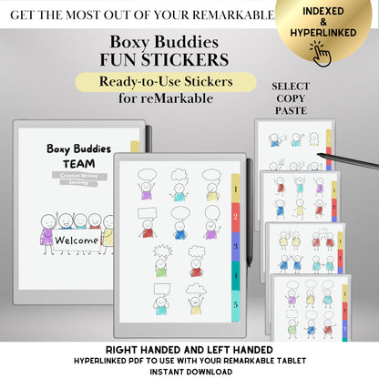 reMarkable Paper Pro & 2 — Boxy Buddies Sticker Pack, copy-paste