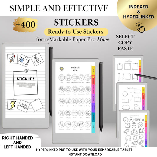 Ready-to-Use Stickers for reMarkable Paper Pro Move Copy Paste Stickers, Notes, Shapes and Mind Maps reMarkable Move Templates