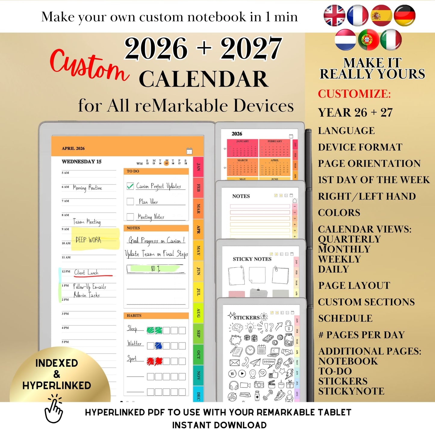 All Devices — Calendar Planner Creator 2026 2027, Make Your Own Yearly Monthly Weekly Daily Planner