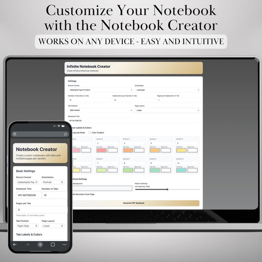 reMarkable Paper Pro Move — Notebook Creator, custom tabs